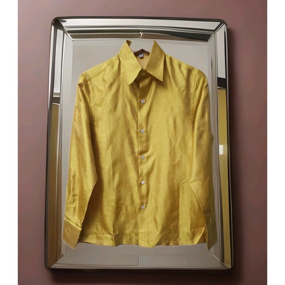 Craig Taylor Gold 100 % Silk Blouse Shirt Size Small